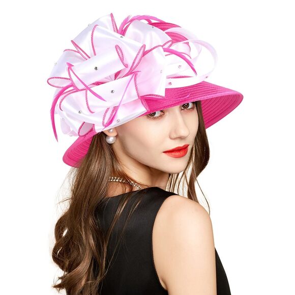 7166 2025 Bucket Hat Girls, Organza Fascinator for Tea Party Bridal Church main image 5